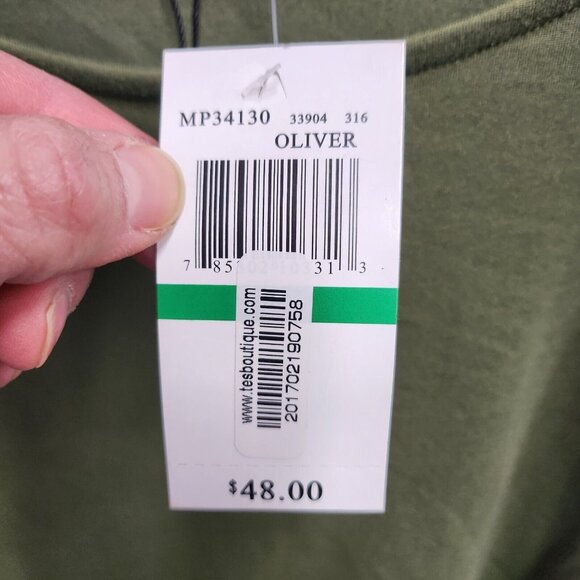 Melissa Peige Womens BOHO Top Large Olive Green Flared Lace Sleeve Casual New - Picture 5 of 7